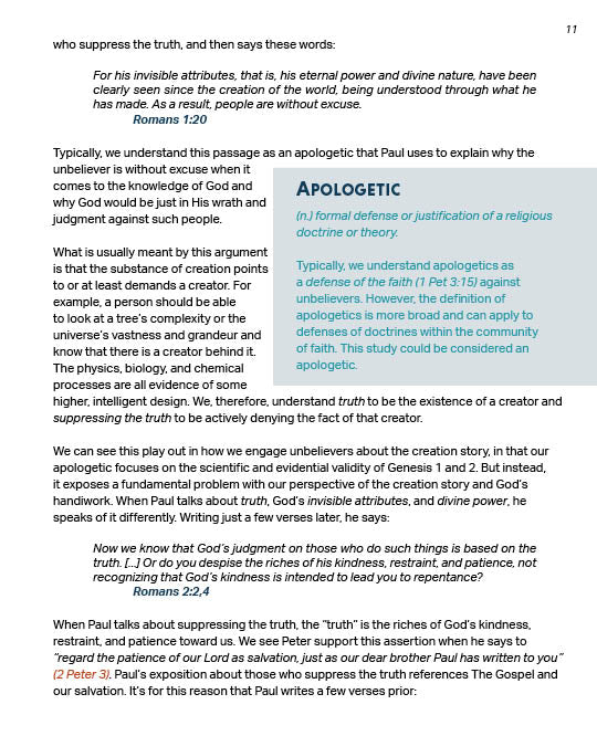 Creation: God's Invisible Attributes on Display Study Guide
